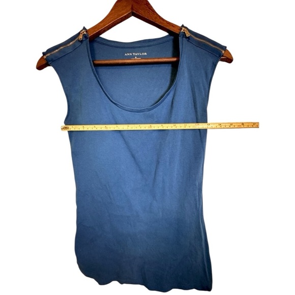 Ann Taylor Blue Tank Top with Gold Zipper Detail - Picture 8 of 9